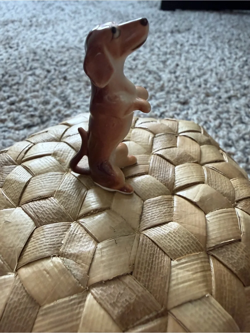 Ceramic Brown Dachshund Figurine for Small Pets Decor